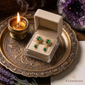 French court vintage heavy gemstone earrings in antique gold tone - Crystalvana