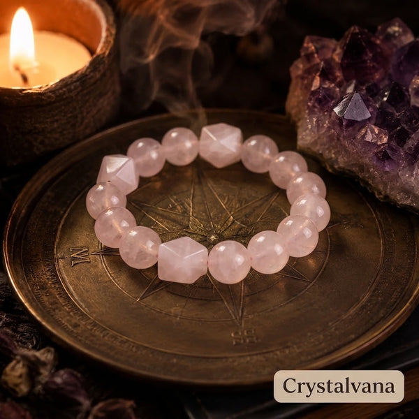 Natural crystal bracelet Natural Pink Quartz Gold Rutile 14mm Bracelet