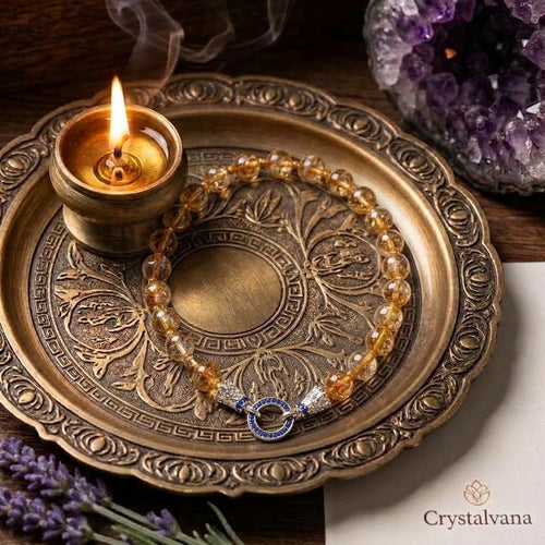 12mm natural citrine bead necklace with pendant - wealth and success crystal jewelry by Crystalvana