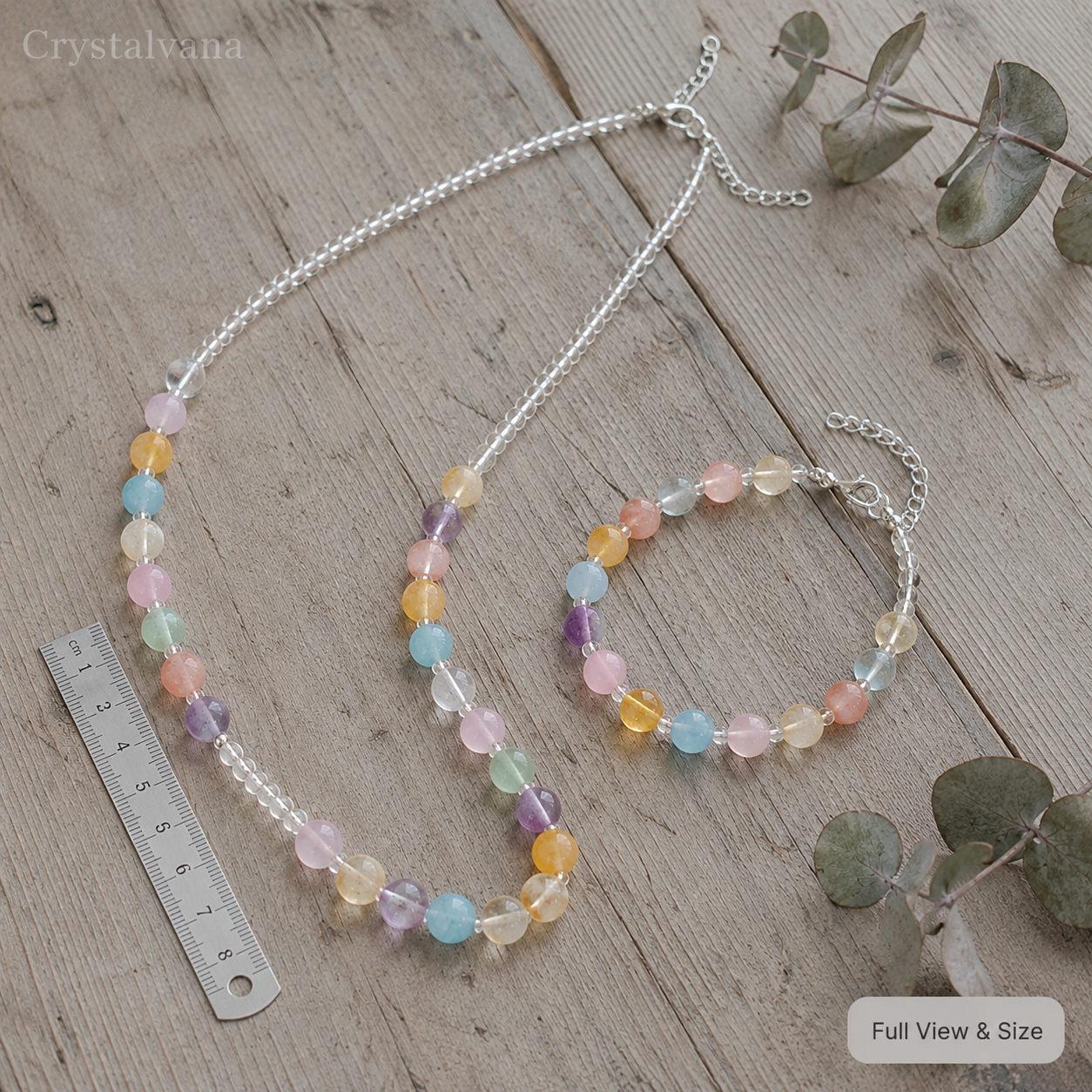 Natural Crystal Multi-Gemstone Bracelet & Necklace Set - Crystalvana