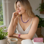 Natural Rose Quartz & Red Agate Crystal Jewelry | Bracelet & Necklace | Crystalvana