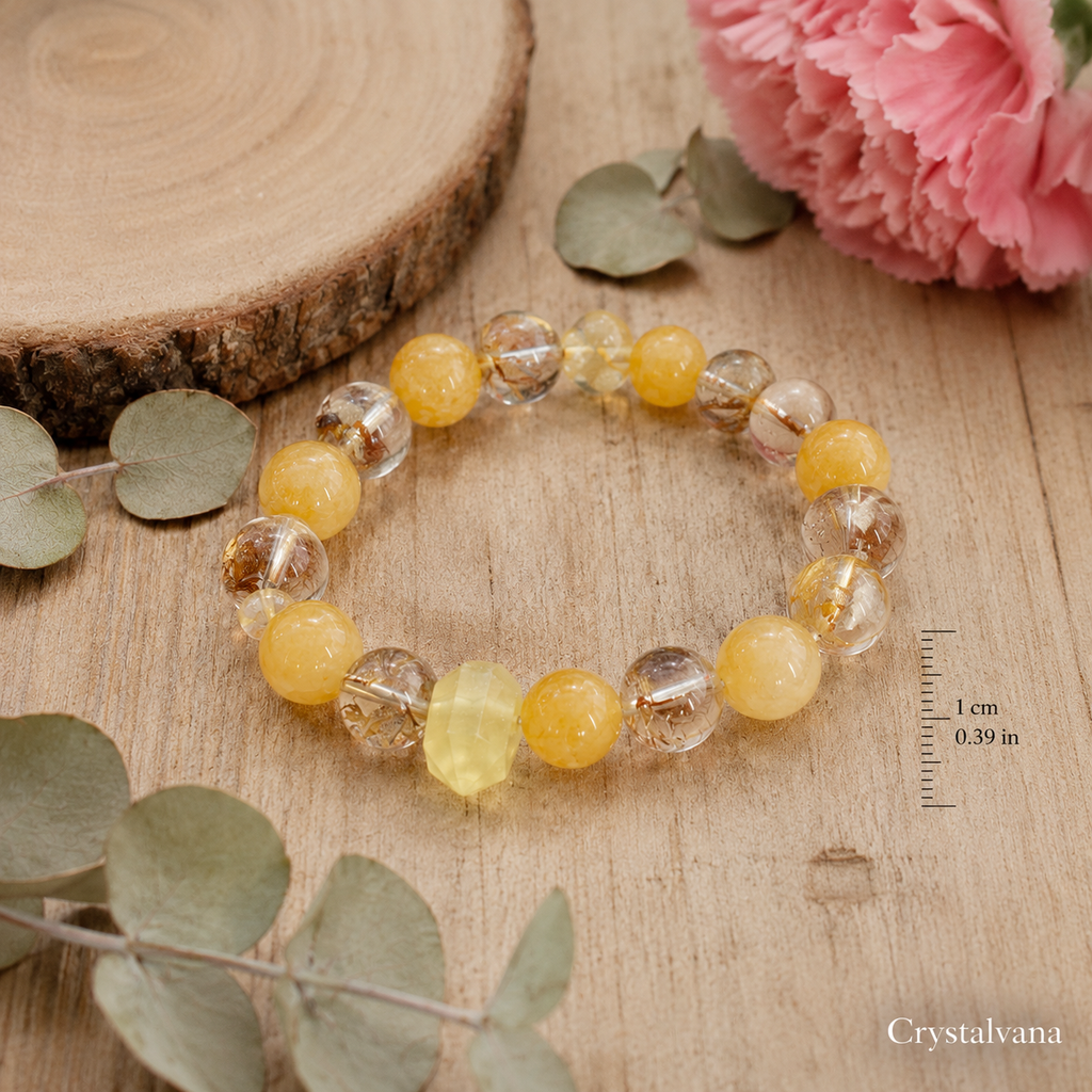 Fortune Citrine Golden Rutile Koi Bracelet - Crystalvana