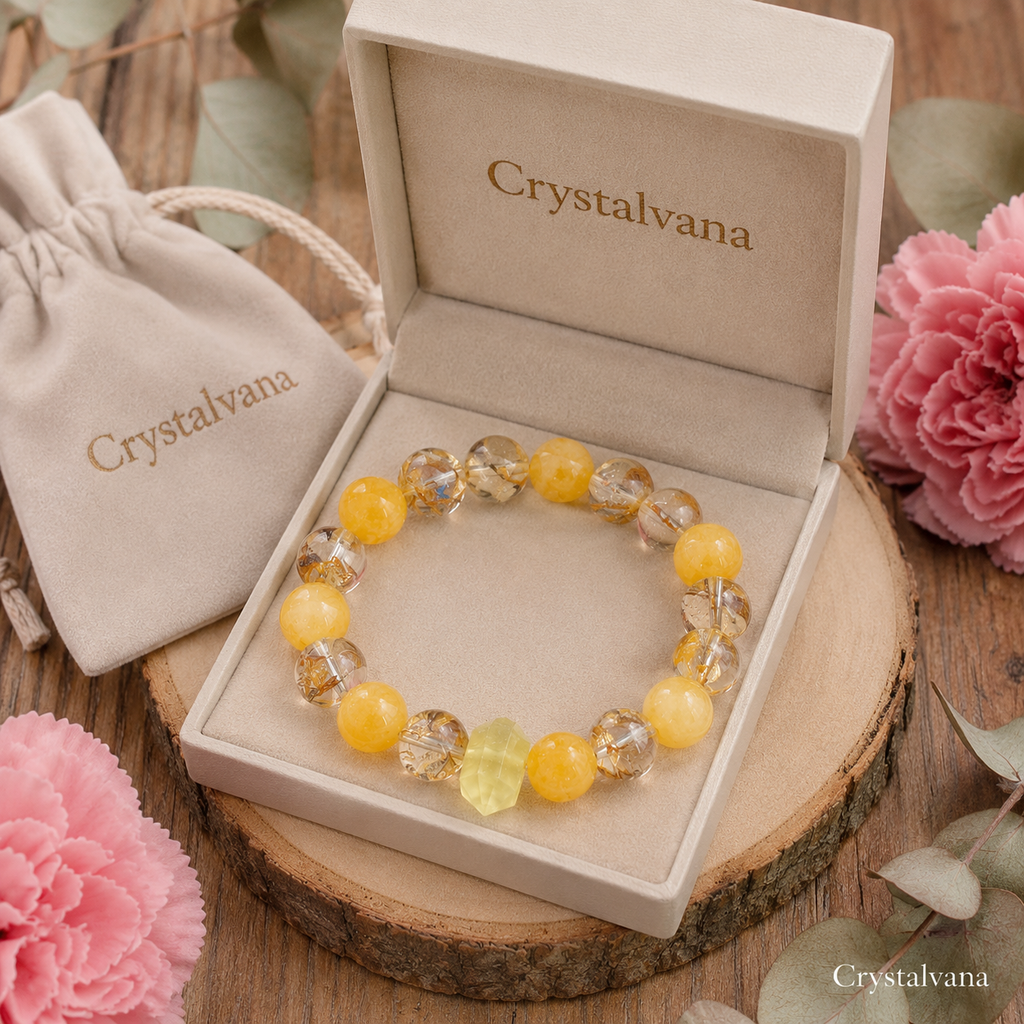 Fortune Citrine Golden Rutile Koi Bracelet - Crystalvana