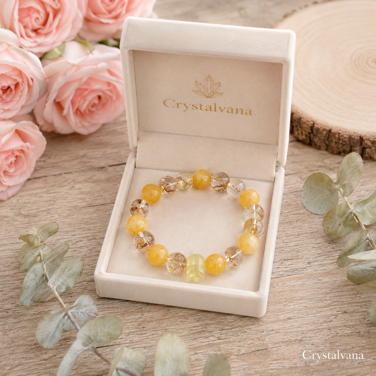 Fortune Citrine Golden Rutile Koi Bracelet - Crystalvana