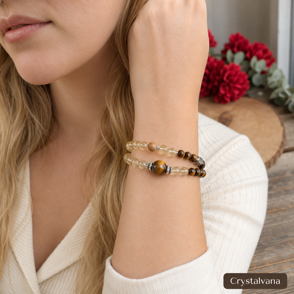 Natural Brazilian Citrine 6mm Double Bracelet - Crystalvana