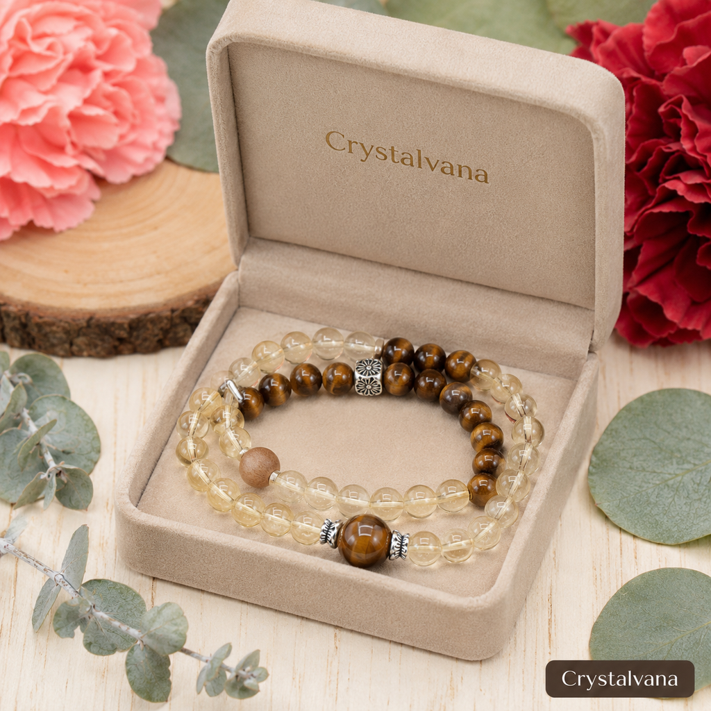 Natural Brazilian Citrine 6mm Double Bracelet - Crystalvana