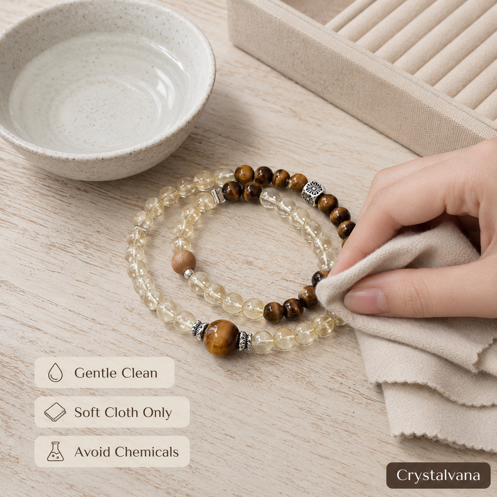 Natural Brazilian Citrine 6mm Double Bracelet - Crystalvana
