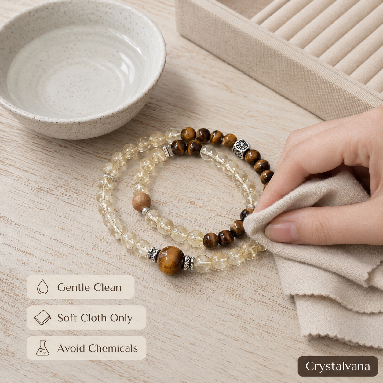 Natural Brazilian Citrine 6mm Double Bracelet - Crystalvana