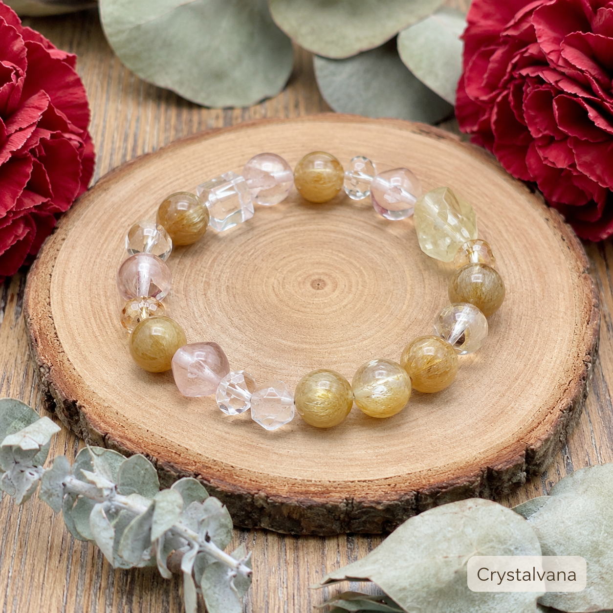 Fortune Gold Wealth Crystal 15mm Bracelet - Crystalvana