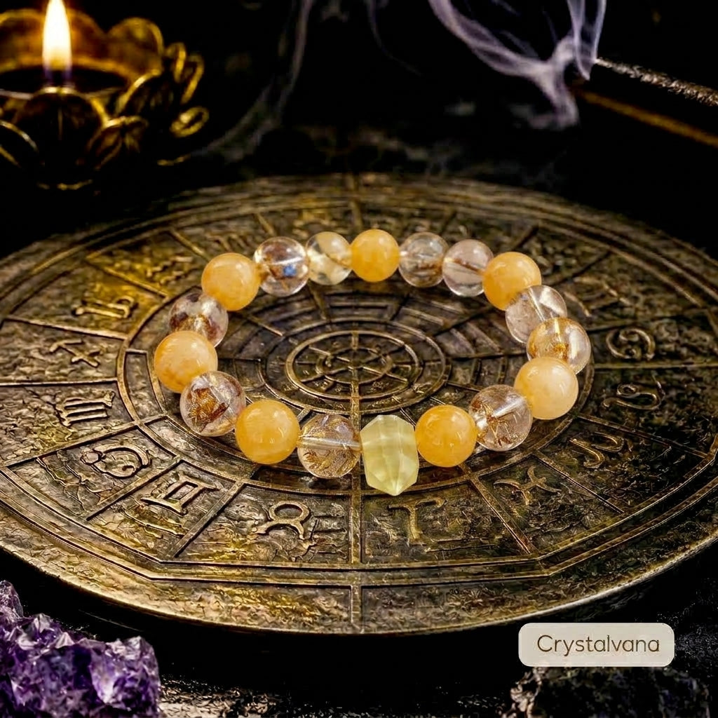 Fortune Citrine Golden Rutile Koi Bracelet | Wealth & Abundance Crystal | Crystalvana