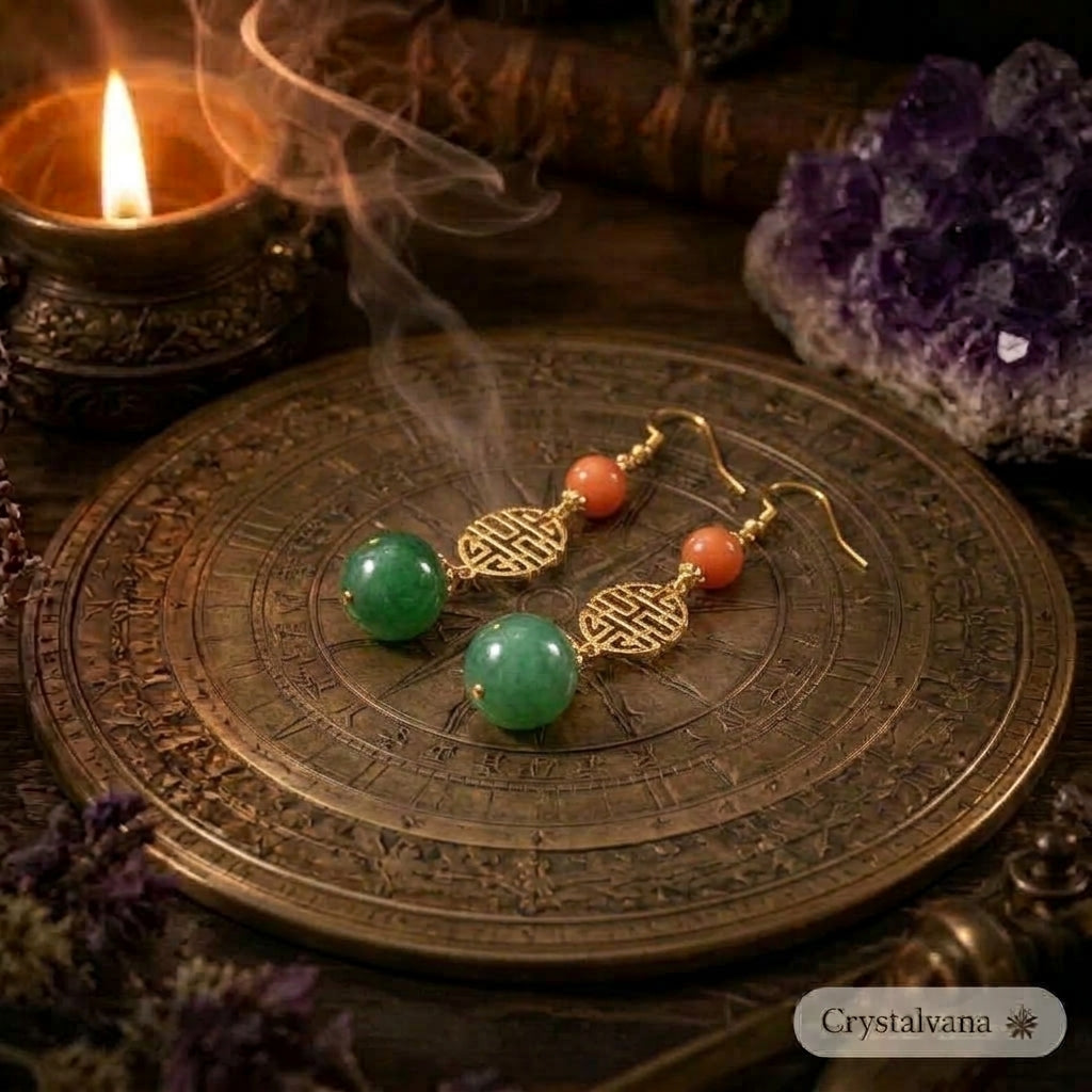 Hetian Jade Buddha Peace Earrings S925 Silver | Harmony & Protection | Crystalvana