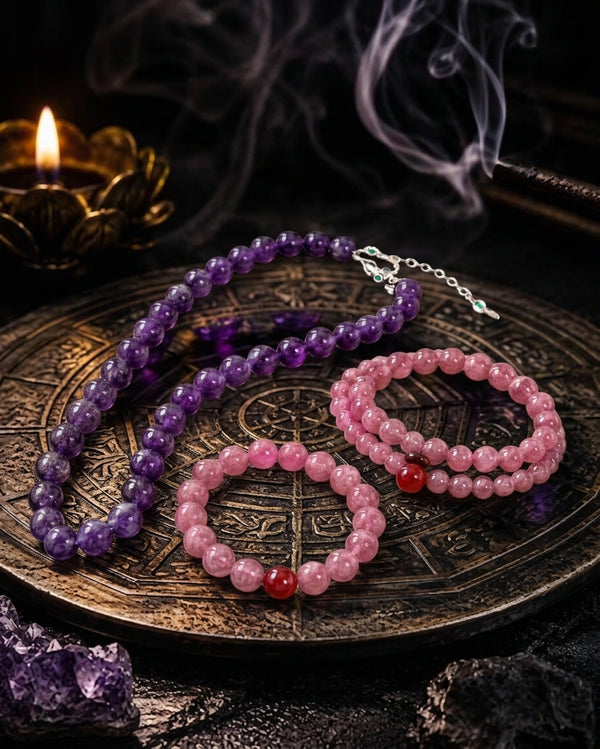 Natural crystal bracelet Natural Rose Quartz & Red Agate Crystal Jewelry
