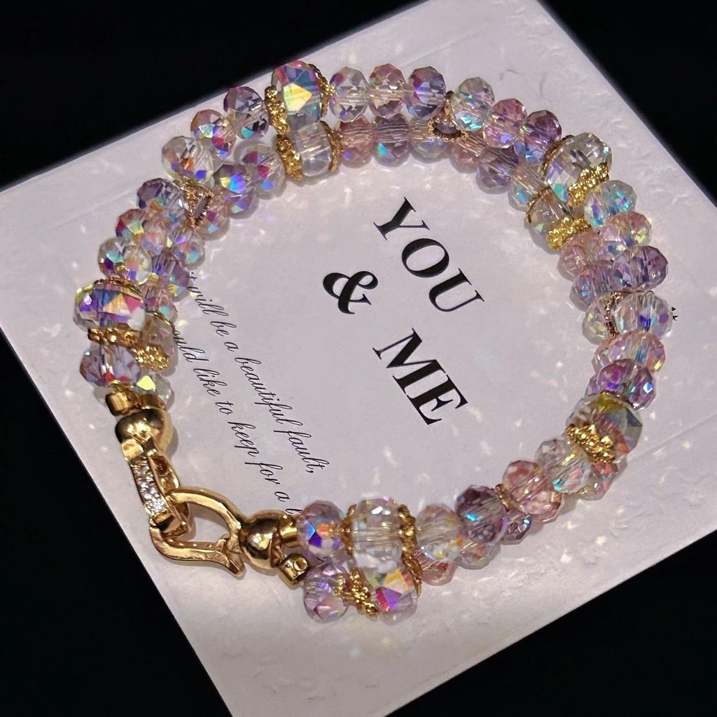 Double row sparkling crystal bracelet good luck wealth abundance healing bracelet by Crystalvana