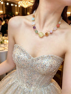 Natural Multi-Gemstone crystal necklace citrine mixed stone beaded jewelry by Crystalvana
