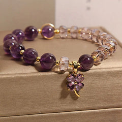 Crystalvana handcrafted crystal jewelry - Amethyst Clover Bracelet | Four-Leaf Clo