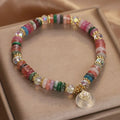 Natural stone crystal bracelet peace button pendant good luck healing jewelry by Crystalvana