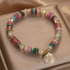 Natural stone crystal bracelet peace button pendant good luck healing jewelry by Crystalvana