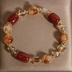 Yellow crystal Red Agate bracelet wealth protection healing stone jewelry by Crystalvana