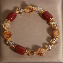Crystalvana handcrafted crystal jewelry - Yellow Crystal Red Agate Bracelet | Weal