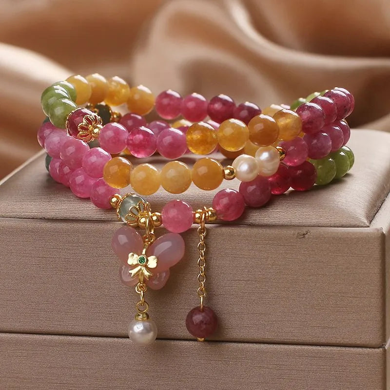 Close-up detail of tourmaline bracelet beads — healing crystal bracelet for positive energy by Crystalvana