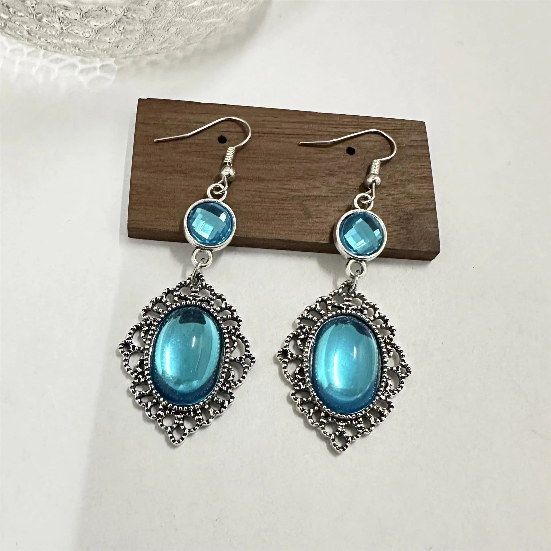New Chinese Style Blue Tassel Earrings No Piercing Needed Clip On Earrings