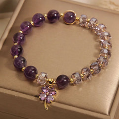 Crystalvana handcrafted crystal jewelry - Amethyst Clover Bracelet | Four-Leaf Clo