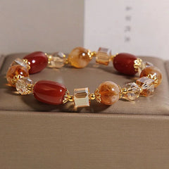 Crystalvana handcrafted crystal jewelry - Yellow Crystal Red Agate Bracelet | Weal