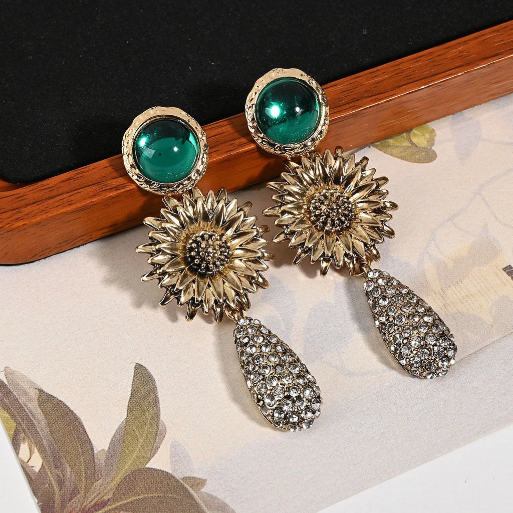 Lifestyle shot of crystal flower earrings worn elegantly — natural crystal earrings for positive energy by Crystalvana