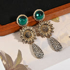 Lifestyle shot of crystal flower earrings worn elegantly — natural crystal earrings for positive energy by Crystalvana
