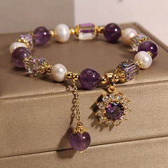 Crystalvana handcrafted crystal jewelry - Freshwater Pearl Amethyst Bracelet | Sun