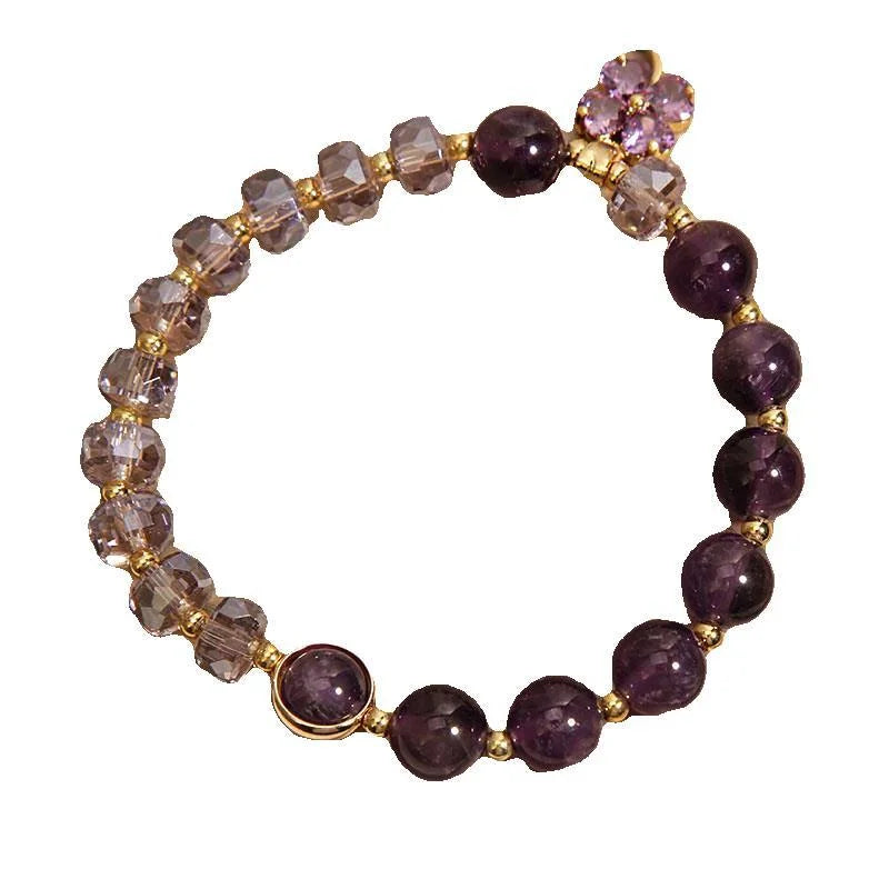 Crystalvana handcrafted crystal jewelry - Amethyst Clover Bracelet | Four-Leaf Clo