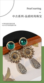 Crystal Flower earrings in gift packaging — natural crystal earrings for positive energy by Crystalvana