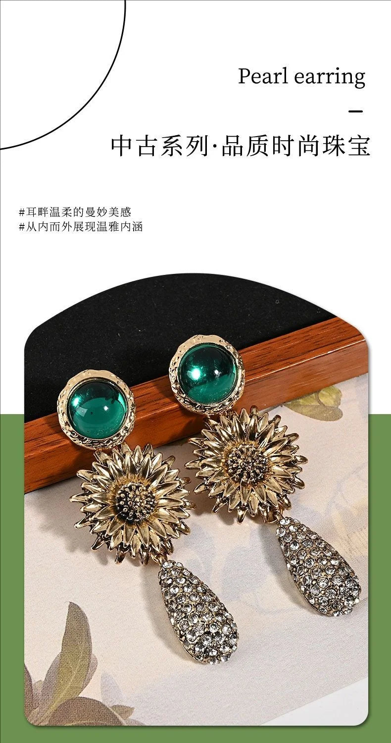 Crystal Flower earrings in gift packaging — natural crystal earrings for positive energy by Crystalvana