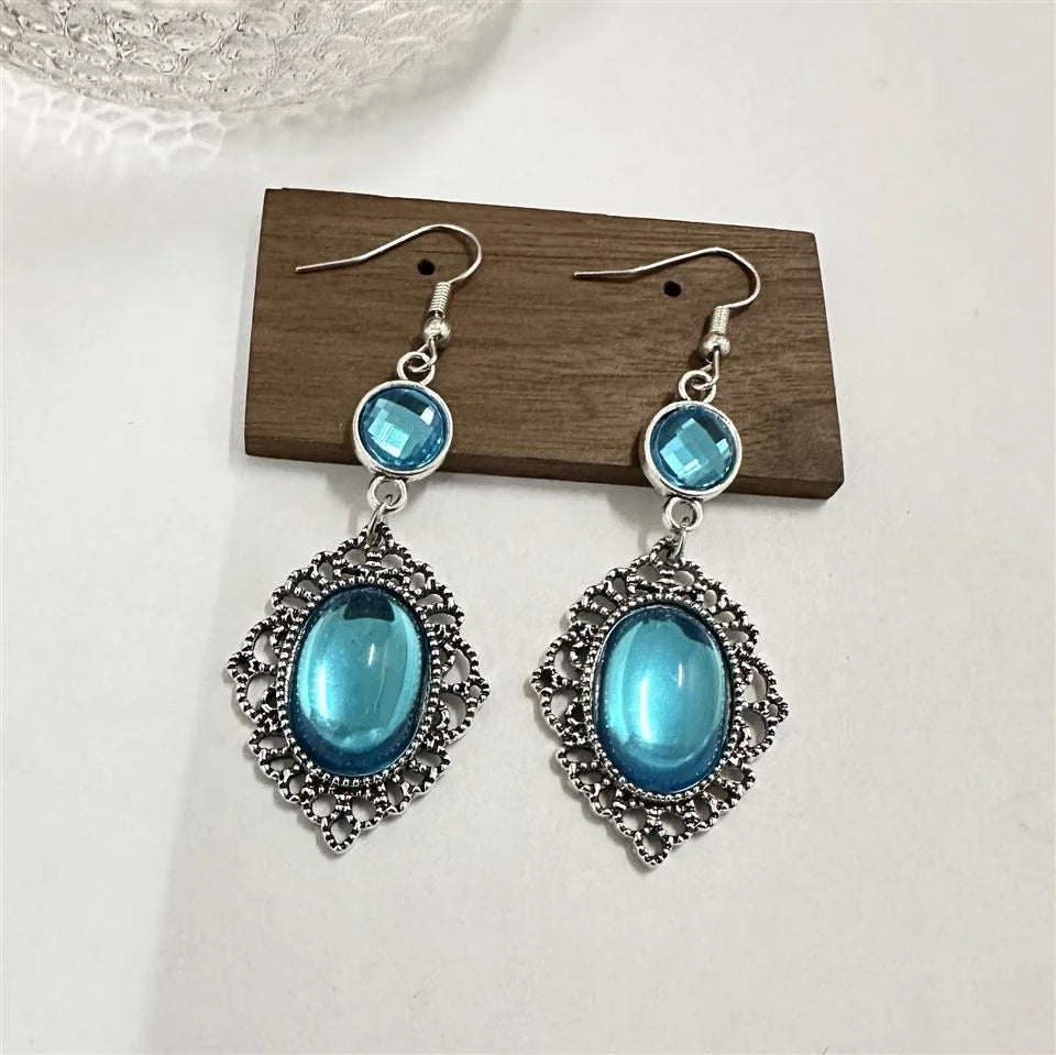 New Chinese Style Blue Tassel Earrings No Piercing Needed Clip On Earrings
