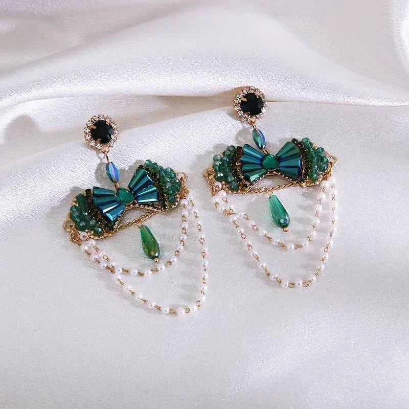 Crystalvana handcrafted crystal jewelry - Crystal Flower Dangle Earrings | Zircon 