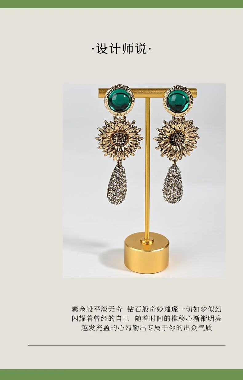 Crystal Flower earrings styled on model wrist — natural crystal earrings for positive energy by Crystalvana