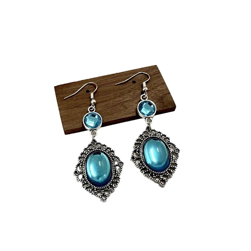 New Chinese Style Blue Tassel Earrings No Piercing Needed Clip On Earrings