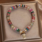 Macro close-up of natural stone bracelet craftsmanship — healing crystal bracelet for peace and tranquility by Crystalvana