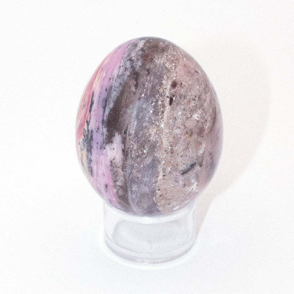 AAA Strawberry Opal egg on display with stunning strawberry patterns