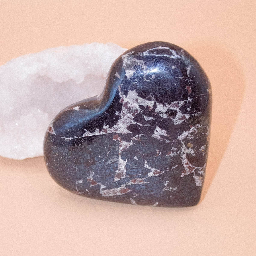 AAA Covellite heart on display with deep wisdom energy