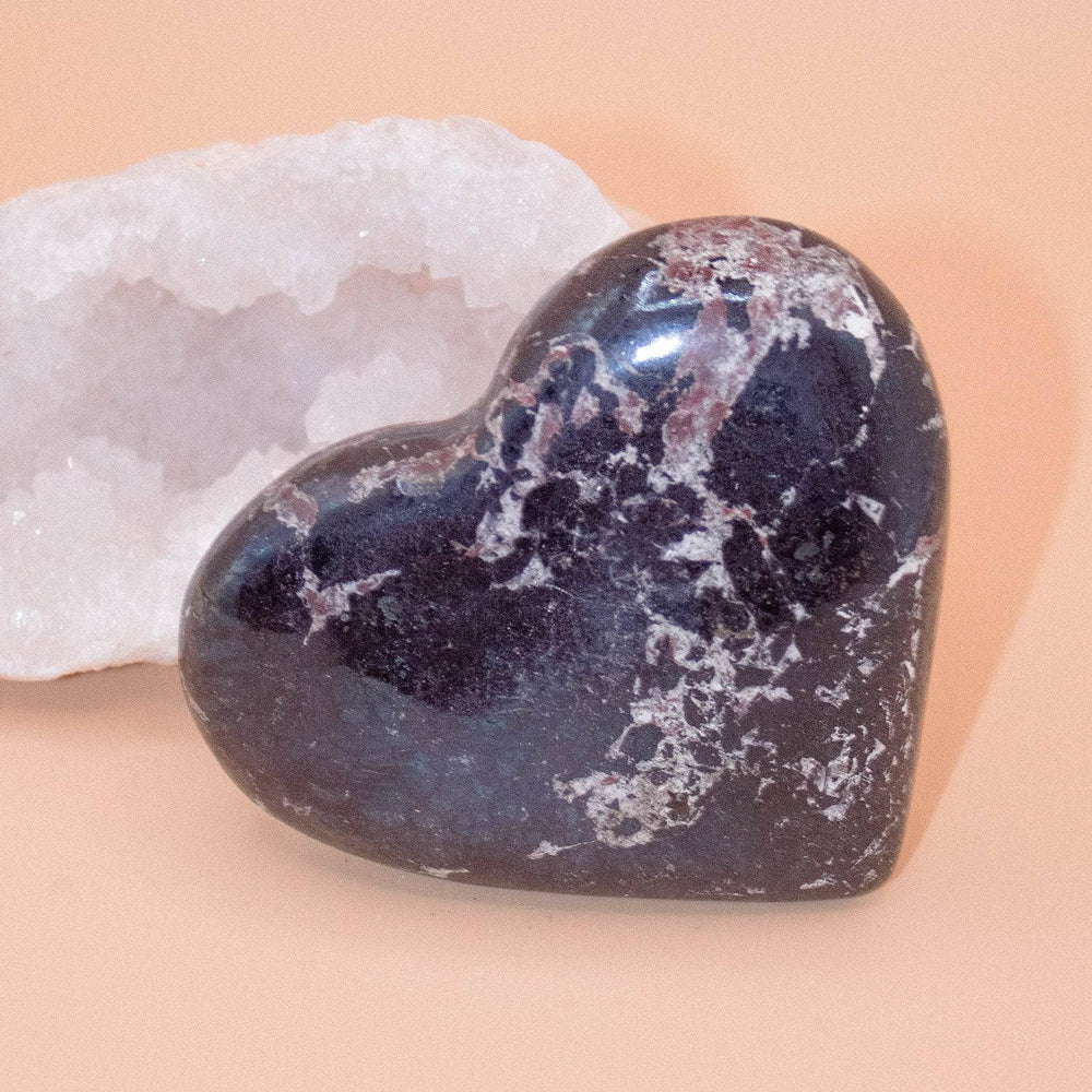 AAA Covellite heart on display with deep wisdom energy