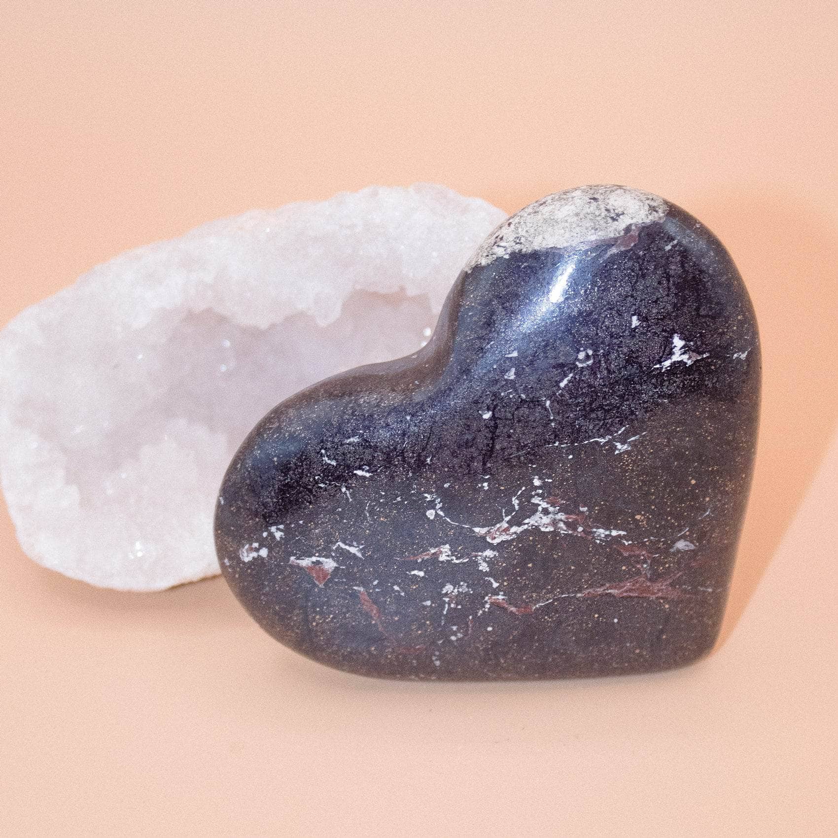 AAA Covellite heart on display with deep wisdom energy
