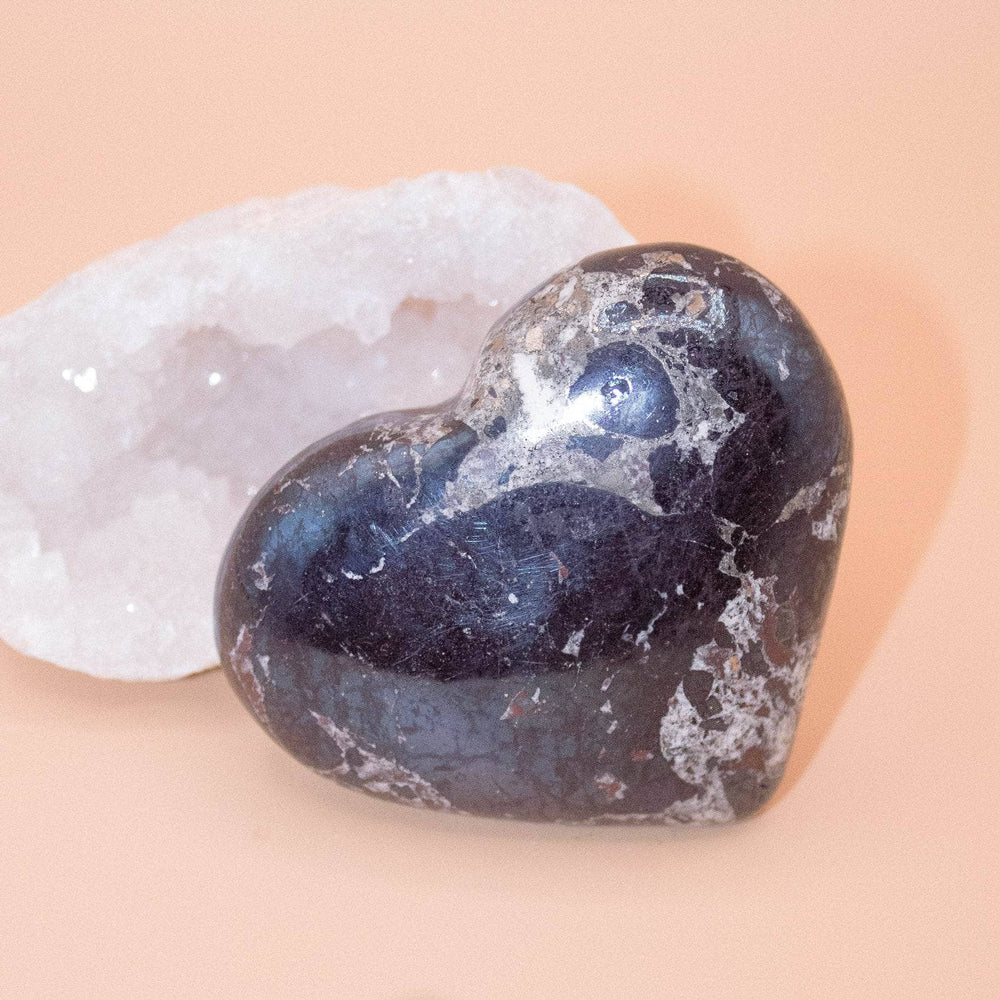 AAA Covellite heart on display with deep wisdom energy