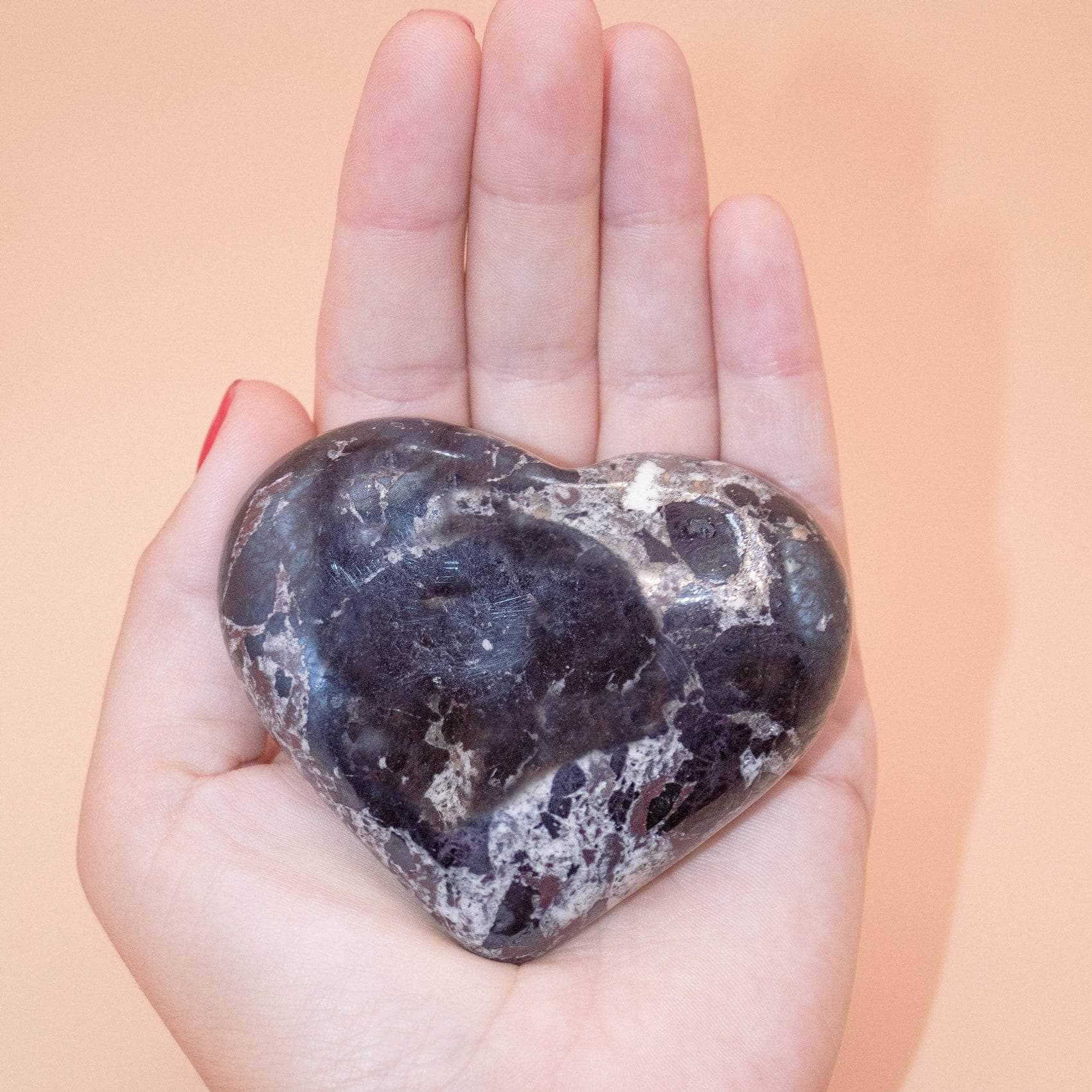 AAA Covellite heart on display with deep wisdom energy