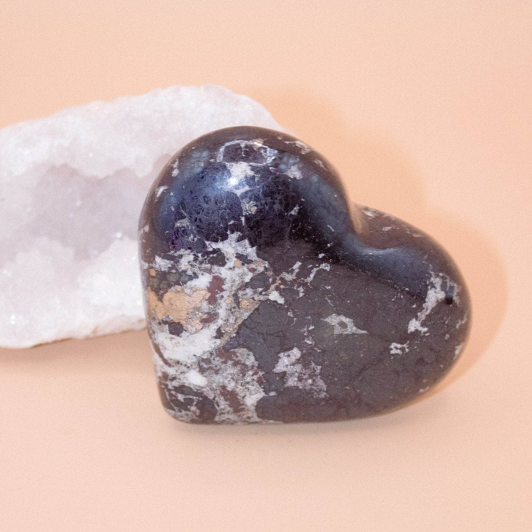 AAA Covellite heart on display with deep wisdom energy