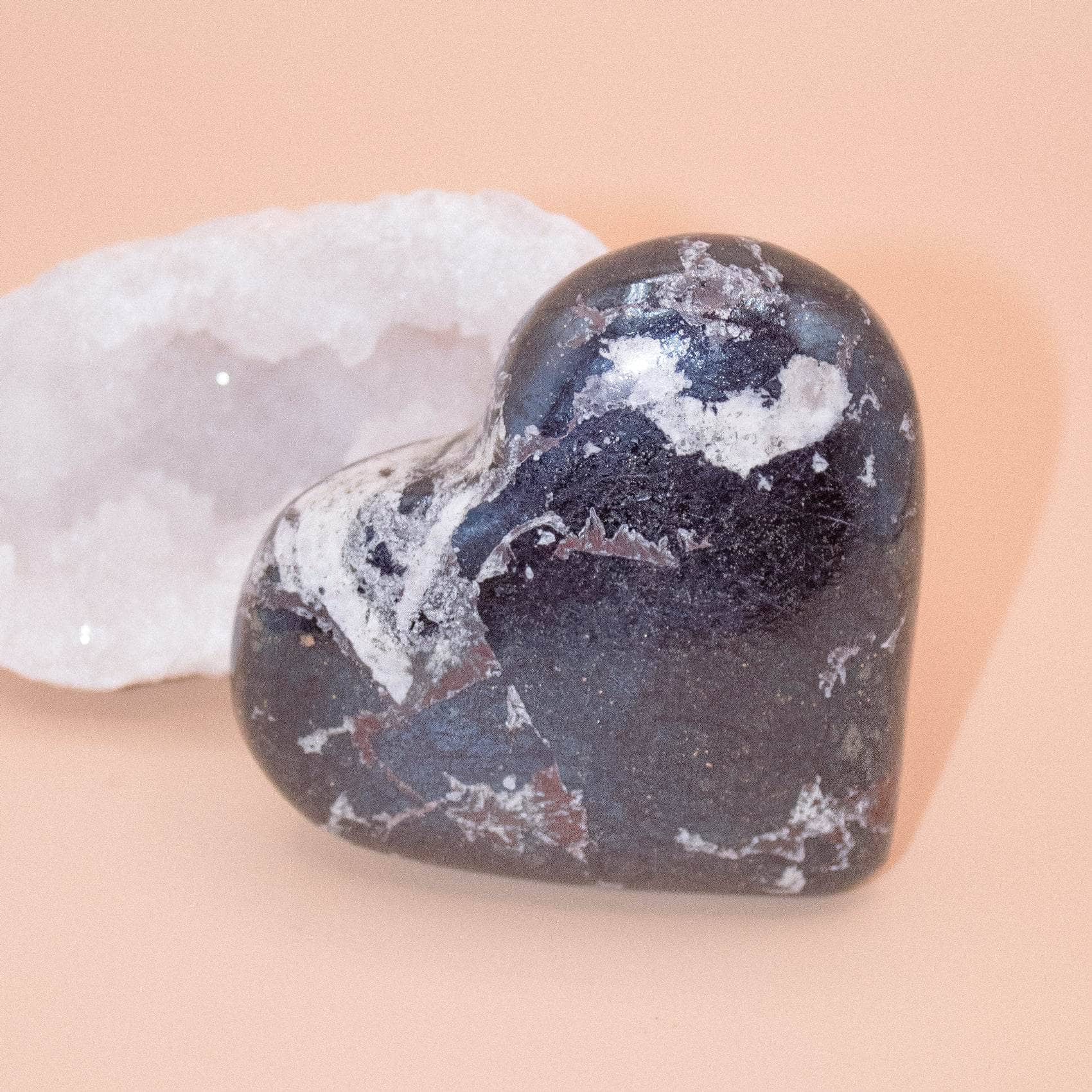 AAA Covellite heart on display with deep wisdom energy