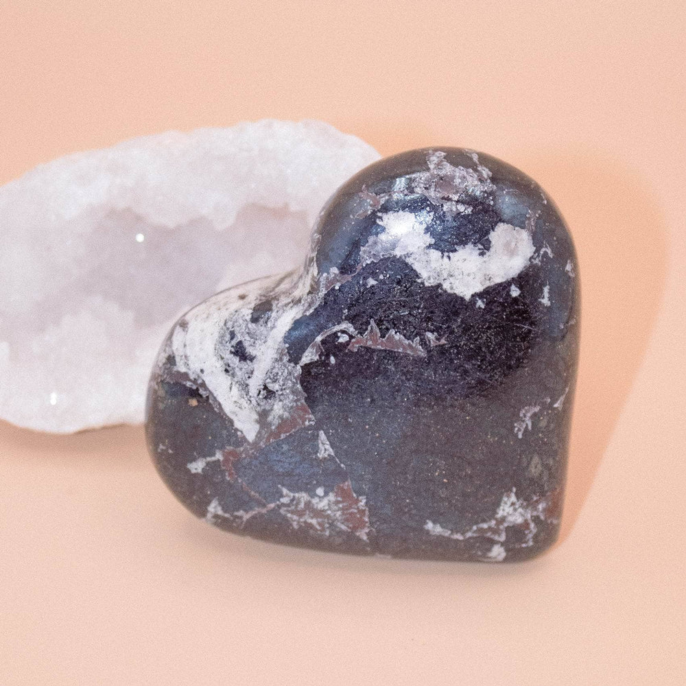 AAA Covellite heart on display with deep wisdom energy