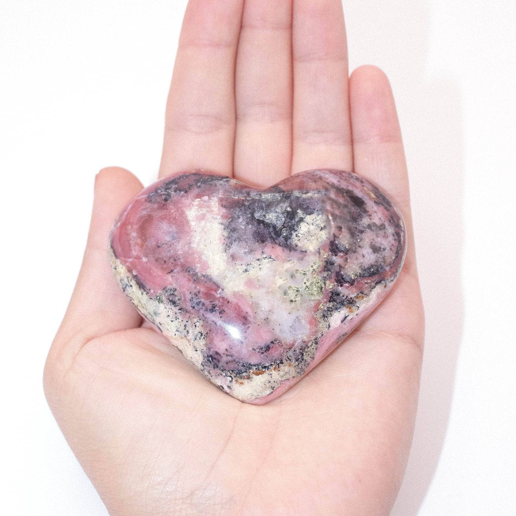 Strawberry Opal heart crystal for love and emotional healing