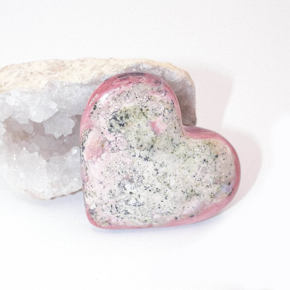 Close-up of Strawberry Opal heart showing natural strawberry patterns