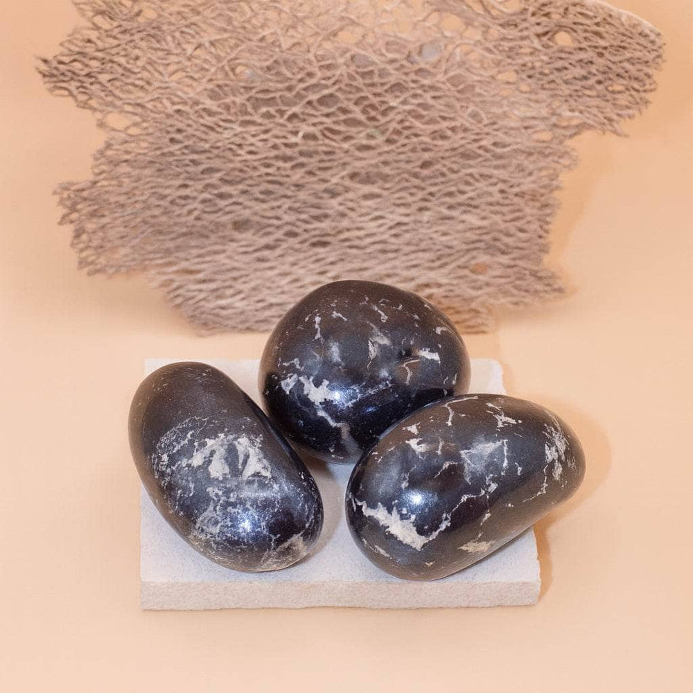 Rare Covellite crystal palm stone held in hand